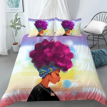 Afrika Ženy Vytlačené posteľná bielizeň Sady Etnických Afriky Perinu A Vankúš 2/3ks Perinu Nastaviť bytový Textil