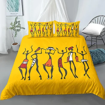 Afrika Ženy Vytlačené posteľná bielizeň Sady Etnických Afriky Perinu A Vankúš 2/3ks Perinu Nastaviť bytový Textil