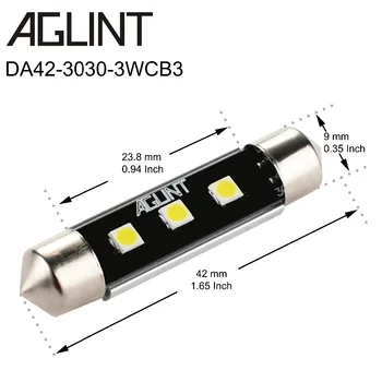 AGLINT 2KS LED Svetlá Pre Autá Vlkovcový 41mm 42mm C5W CANBUS Auto vnútorné Osvetlenie Mapa Čítanie Doom batožinového priestoru Light, Biele 12V