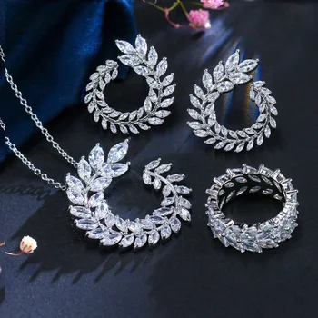 AGLOVER 2020 Nové Jarné Kúzlo Prútia Zirkón Prívesok Šperky Set Krištáľové Náušnice Krúžok Náhrdelník Pre Ženy, Svadobné Šperky Nastaviť Darček