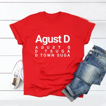 Agust D Suga T-Shirt Ženy Lete Kpop Merch Agustd Tričko Bavlna O-krku Krátke Rukáv Tričko Camiseta Mujer Dámske Oblečenie