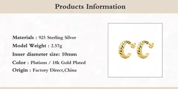 Aide 925 Sterling Silver Stud Náušnice Pre Ženy C-tvar Twist Piercing Boucle Oreille Femme Jemné Šperky Pre Strany Výročie