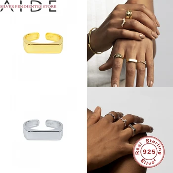 AIDE Luxusne Jemné Šperky 925 Strieborný Prsteň Pre Všetky Ženy-Zápas Obdĺžnikový Pruh Geometrické Otvoriť Krúžky Anel Masculino