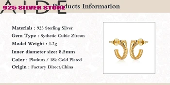 Aide Reálne 925 Sterling Silver Módne Stud Náušnice pre Ženy Šperky Serpentíny Zirkón All-zápas Stud Náušnice 2020 Nové