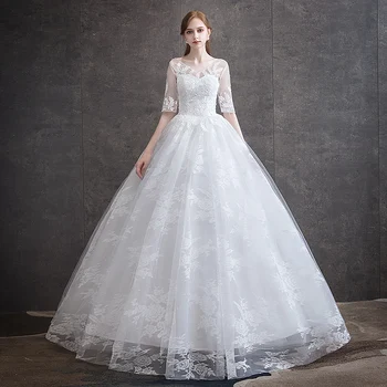 AIJINGYU 2020 2021 svadobné new horúce predaj lacné plesové šaty, čipky späť formálne nevesta šaty svadobné šaty FU126