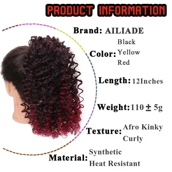 AILIADE Prírodné Čierne Afro Lístkového Kinky Kučeravé Cope, Syntetické Vlasy Buchta Chignon Hairpiece Pre Ženy Updo Clip in predlžovanie Vlasov