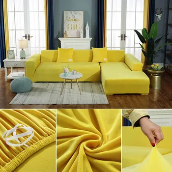 AiLife Plyšové textílie gauč kryt Velvet gauč týka tvaru L Non-slip Slipcover pre Obývacia Izba, Rohová Sedačka Kryt s obliečka na vankúš