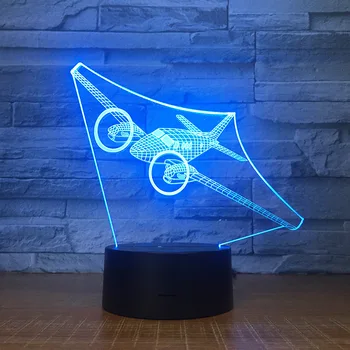 Air Plane Model 3D Noc Ľahký Dotyk/Diaľkové Ovládanie LED Stereo Akryl Lietadla USB Stôl Dekorácie 7 Zmena Farby Spálňa Lampa