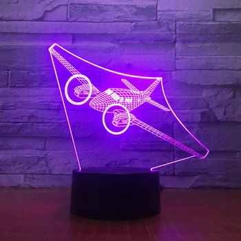 Air Plane Model 3D Noc Ľahký Dotyk/Diaľkové Ovládanie LED Stereo Akryl Lietadla USB Stôl Dekorácie 7 Zmena Farby Spálňa Lampa
