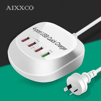 AIXXCO 4 Porty Rýchle Nabíjanie 3.0 USB Nabíjačka Pre iPhone Adaptér QC3.0 18W Telefón, Tablet Rýchlo Nabíjačka Pre xiao huawei samsung