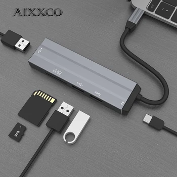 AIXXCO USB 3.1 Typ-C Rozbočovač HDMI Adaptér 4K USB C Hub s Nábojom 3.0 TF SD Slot Čítačky PD pre MacBook Pro/Air/Huawei Mate