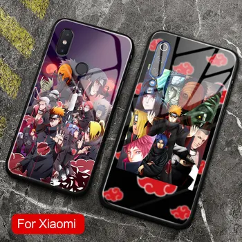 Akatsuki Naruto Anime telefón prípade tvrdeného skla kryt mäkké pre Xiao Mi 8 9 SE Mix 2 2s 3 RedMi Poznámka 5 6 7 8 Pro