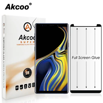 Akcoo Poznámka 9 plný lepidlo screen protector black prípade priateľské verzia plná AB lepidlo na sklo protector Samsung Galaxy Note 9