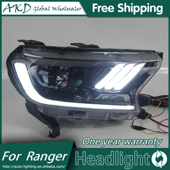 AKD Auto Styling Vedúci svetlo na Ford Ranger mustang Svetlomety, LED Reflektor ANGEL EYES DRL Bi-Xenon Šošovky, HID Svetlomet montáž