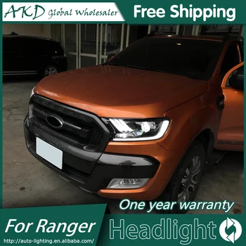 AKD Auto Styling Vedúci svetlo na Ford Ranger mustang Svetlomety, LED Reflektor ANGEL EYES DRL Bi-Xenon Šošovky, HID Svetlomet montáž