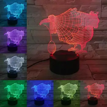 Akryl Zvieratá 3D LED Lampa Spálňa Stole Vedľa Nočné Svetlo 7 Farieb Zmena Dotyk Vzdialené Základne Domáce Dekorácie, Vianočné Darčeky