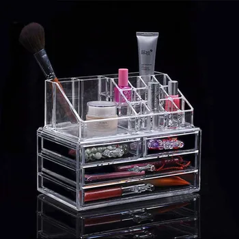 Akryl Šperky Úložný Box Zásuvky Make-Up Organizátor Transparentné Stôl Organizátor Superpozícia Skladovanie Prípade Make-Up Štetec Organizátor