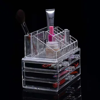Akryl Šperky Úložný Box Zásuvky Make-Up Organizátor Transparentné Stôl Organizátor Superpozícia Skladovanie Prípade Make-Up Štetec Organizátor