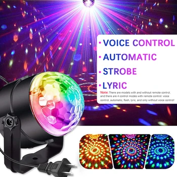 Aktivované zvukom Rotujúce Disco Ball Laserové Svetlo Lampa Projektora Strana RGB LED DJ Stage Svetlá Farebné Magické Gule Noc Strany
