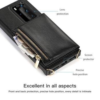Aktovka Telefón puzdro Na Huawei P30 P40 Lite Pro Plus Card Kabelke Peňaženku Kožené puzdro na Huawei Mate 30 20 Lite Pro