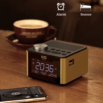 Alarm Zrkadlo Bluetooth Reproduktor Spánok Teplota Subwoofer, USB Nabíjačka, FM Rádio, Digitálny Prehrávač Hudby Tabuľka Hodiny Elektronické