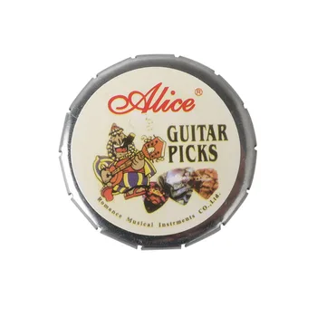 Alice Celuloid Gitara Výbery 12pcs Plectrum v Mini Roztomilý Kolo Tin Kovové Vyberá Box Prípade pre Elektrické Akustické Gitarové Príslušenstvo