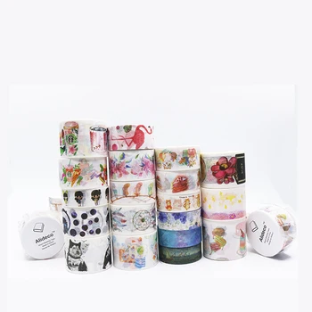 Alideco 10 ks Washi Maskovacie Pásky Cartoon Ponožky Piť Tortu Dekoratívne Samolepiace Scrapbooking DIY Papier Japonský Samolepky 10 m