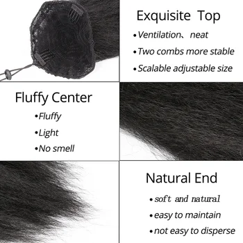 AliLeader Kinky Afro Rovno Syntetické Vlasy Šnúrkou Copu Clip In predlžovanie Vlasov Prírodné Čierny Obláčik Copu pre Ženy
