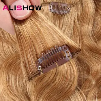 Alishow Telo Vlna, 100 g Clip in Ľudské Vlasy Rozšírenia Stroj Vyrobený Remy Vlasy Ľudské Vlasy Rozšírenia Prírodných Vlasov