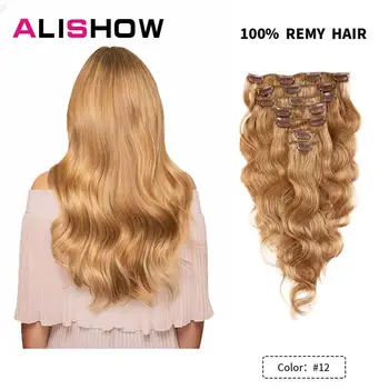 Alishow Telo Vlna, 100 g Clip in Ľudské Vlasy Rozšírenia Stroj Vyrobený Remy Vlasy Ľudské Vlasy Rozšírenia Prírodných Vlasov