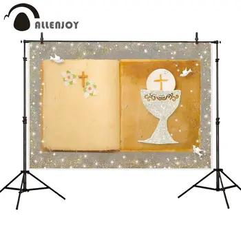 Allenjoy photophone pozadia prvé sväté Prijímanie dekorácie grálu kríž kniha kvet holub lesk prostredí photocall photobooth