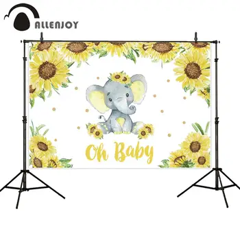 Allenjoy slon baby sprcha pozadie Deti Strany Bannery Kvety Záclony Krst Prípade Dodávky Zvieratá Narodeniny Photozone