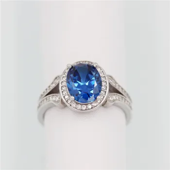Almei Svadobné Šperky Sky Blue Topaz Krúžky Pevné 925 Sterling Silver Žena Tanzanite Kameň Jemné Šperky s Box 40% FJ043