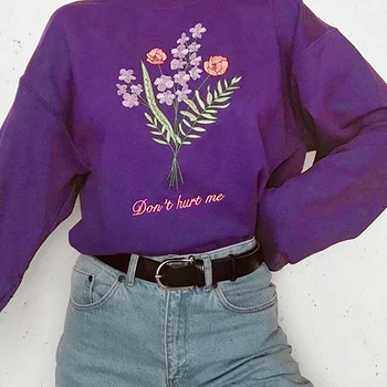Alt Estetické Oblečenie Indie Dieťa Y2k Vintage Mäkké Dievča Mikina Harajuku Kvetinové Výšivky Jeseň Sladké Streetwear Ženy Top