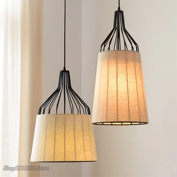 Americký textílie prívesok lampy moderný Jednoduchý pendan svetlo Nordic obývacia izba, spálňa tvorivé osobnosti LED železa Závesné Lampy
