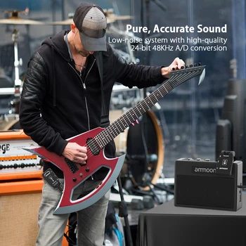 Ammoon Bezdrôtový Gitara Vysielač Audio Vysielač, Prijímač Systému 2.4 G Nabíjateľný 6 Kanálov pre Elektrické Gitary, Basy