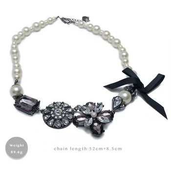 Amorita boutique štýlový náhrdelník s luky a kvet prívesky