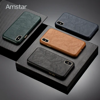 Amstar Luxusné Kožené Ochranné puzdro pre iPhone 12 11 Pro Max Ručné Kovové Tlačidlo Plný Wrapper Kryt pre iPhone X XR XS Max 8
