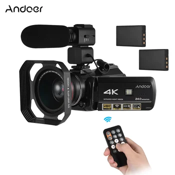Andoer Profesionálne Digitálne Video Kamera 4K Profesionálny Videokamera w/ Extra 0.39 X širokouhlý Objektív +clona +Externý Mikrofón