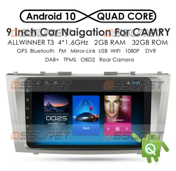 Android 10 Car Multimedia Player, 2 din autorádia pre toyota camry 2007-2011with navigáciu auto stereo hlava jednotky mic dtv obd2 dab