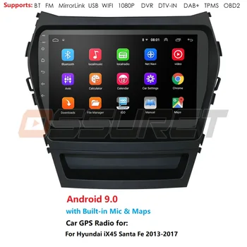 Android 9.0 auto dvd Hyundai IX45 Santa fe 2013, auto rádio stereo navigácia, auto dvd prehrávač s gps