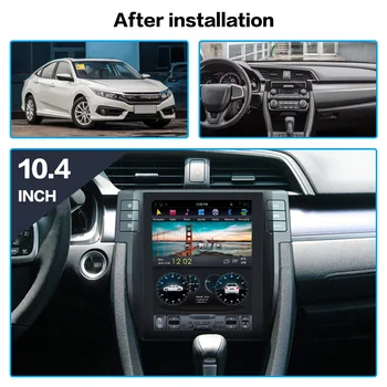 Android DVD Prehrávač Pre Honda Civic 2016-2019 Tesla Štýl FM AM Rádio Multimediálny GPS Navigačný Auto Stereo Carplay 4+128G 6 Core