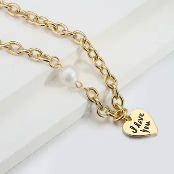 ANESOA 2020 Módne Hrubé Reťaze Náhrdelník Kovové Láska List Zlatá Farba Srdce Náhrdelník Prívesok Pre Mužov, Ženy Milenca Strany Šperky