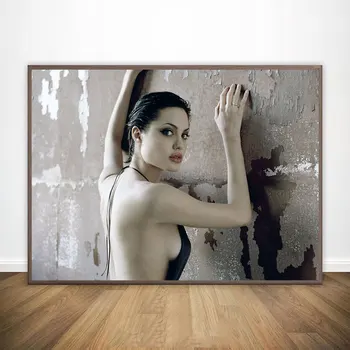 Angelina Jolie Plagát Hot Filmová Hviezda Acrtess Čiernej A Bielej Fajčenie Plátno, Maľovanie Obrazov Na Stenu Pre Obývacia Izba Dekor
