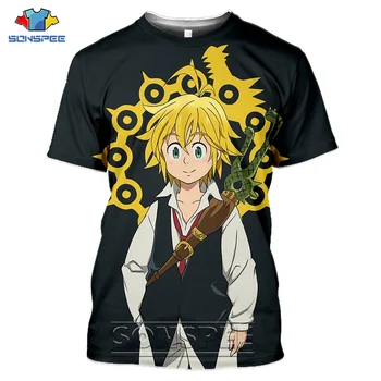 Anime 3D Print T shirt Mužov Sedem Smrteľných Hriechov Nanatsu No Taizai Ženy Fashion t-shirt Harajuku Tee Tričko homme tričko Oblečenie
