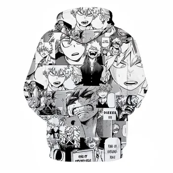Anime Bakugou Katsuki Cosplay Kostým Manga Deku, Môj Hrdina Akademickej obce s Kapucňou, Tenký 3D Vytlačené Pulóver Športové oblečenie, Topy