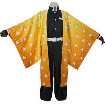 Anime Démon Vrah Kimetsu Č Yaiba Agatsuma Zenitsu Cosplay Kostým Kimono Zenitsu Haori Uniformy Nastaviť Halloween Pre Ženy CS172