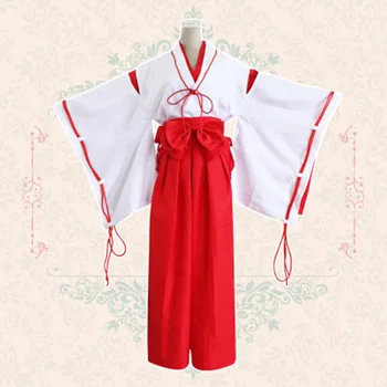 Anime Inuyasha Kikyo Kimono Celý Set Cosplay Kostým Halloween Kostým Top + Sukňa + Dreváky + Ponožky onesies pre dospelých