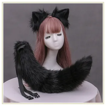 Anime Lolita Ručne Vyrobené Líšok, Vlkov Zviera Ucho Vlasy Hoop Pokrývku Hlavy Hairbands Mačacie Chvosty Cosplay Kostým Hlavový Most Rekvizity Anime Cosplay