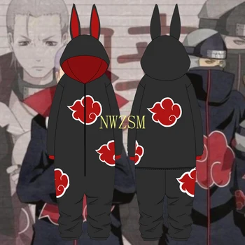 Anime Naruto Akatsuki Uchiha Itachi Cosplay Kostýmy Sharingan Red Cloud Vzor Kombinézach Zahustiť Bavlnené Pyžamá Župan Oblek